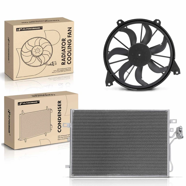 AC Condenser & Single Cooling Fan Assembly Kit for Dodge Journey 2011-2020