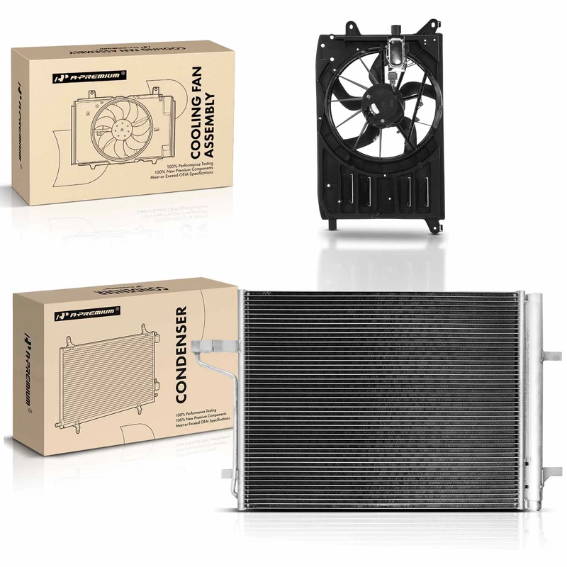 AC Condenser & Single Cooling Fan Assembly Kit for Ford C-Max 13-18 L4 2.0L