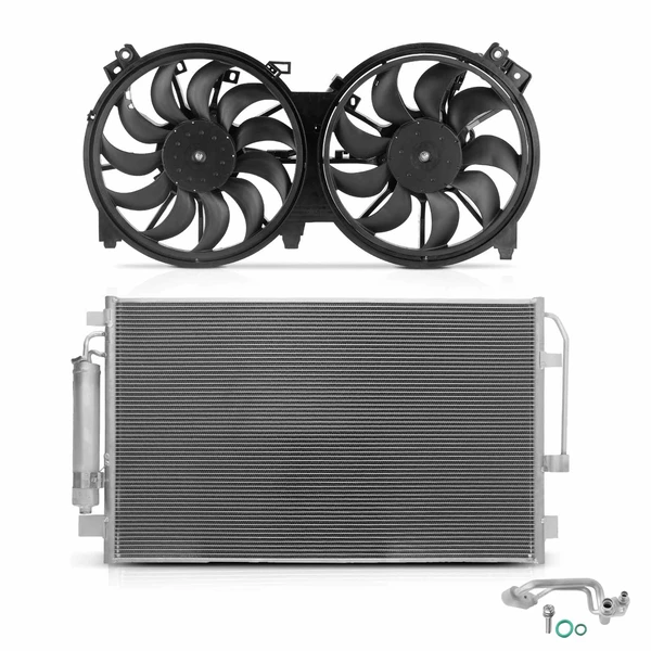 AC Condenser & Dual Cooling Fan Assembly Kit for 2016-2021 Nissan Maxima
