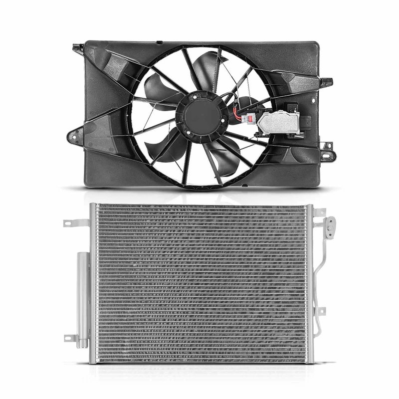 AC Condenser & Single Cooling Fan Assembly Kit for Dodge Dart 2013-2016