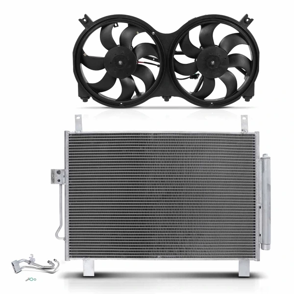 AC Condenser & Dual Cooling Fan Assembly Kit for 2014-2018 INFINITI QX60