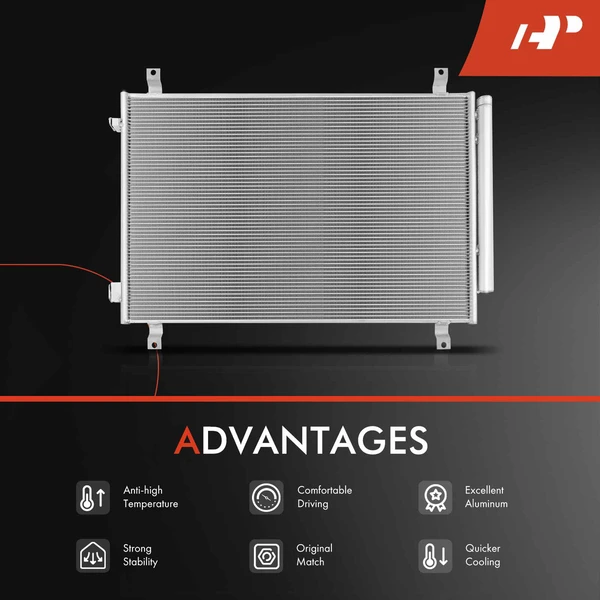 1 Pc AC Condenser & 2 Pcs Single Cooling Fan Assembly Kit for Acura MDX Honda Passport