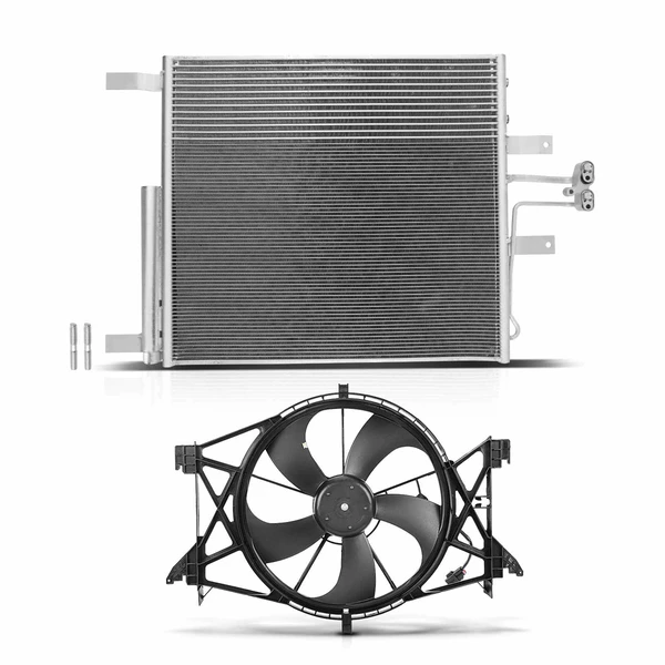 AC Condenser & Single Cooling Fan Assembly Kit for 2012-2017 Ram 1500