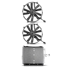 1 Pc AC Condenser & 2 Pcs Single Cooling Fan Assembly Kit