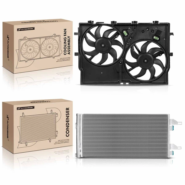 AC Condenser & Dual Cooling Fan Assembly Kit for 2014-2021 Ram ProMaster 2500