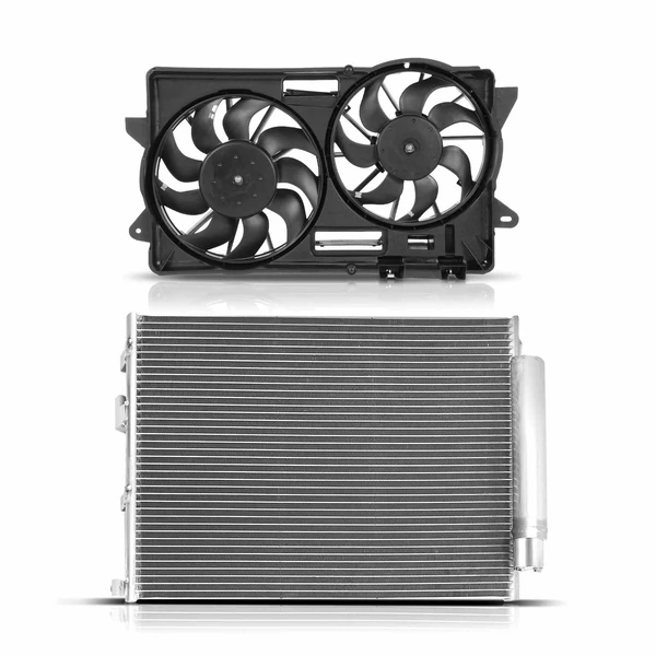 AC Condenser & Dual Cooling Fan Assembly Kit for Ford Mustang 2015-2021
