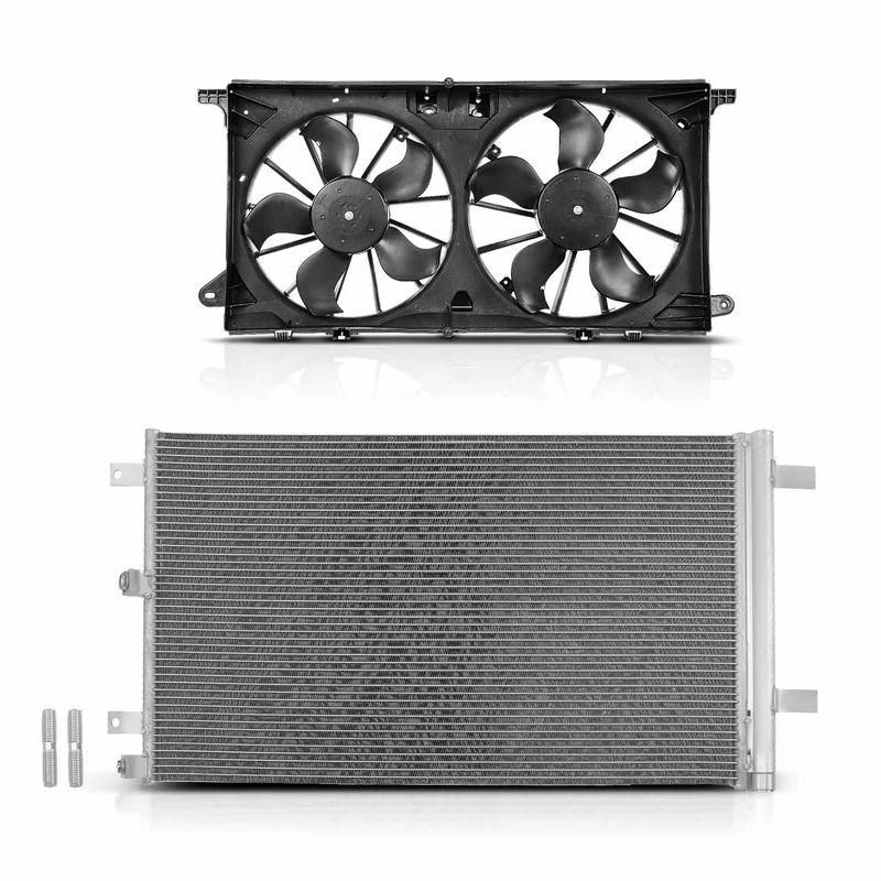 AC Condenser & Dual Cooling Fan Assembly Kit for Ford F-150 Expedition Lincoln