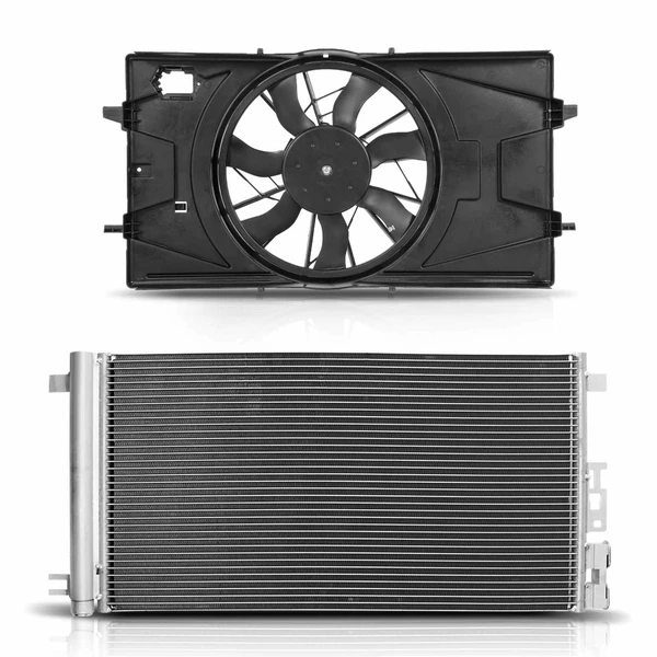 AC Condenser & Single Cooling Fan Assembly Kit for 2005-2010 Chevrolet Cobalt