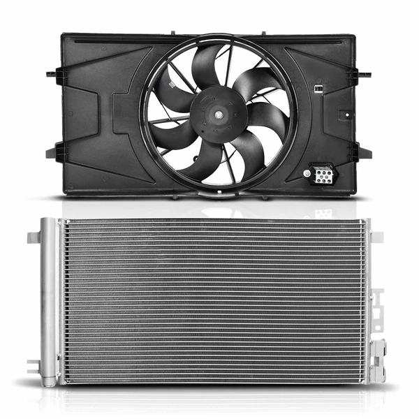 AC Condenser & Single Cooling Fan Assembly Kit for 2006-2008 Chevrolet Cobalt