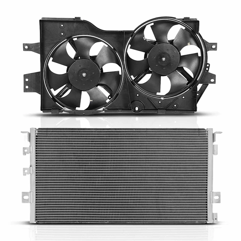 AC Condenser & Dual Cooling Fan Assembly Kit for Chrysler Plymouth Grand Voyager