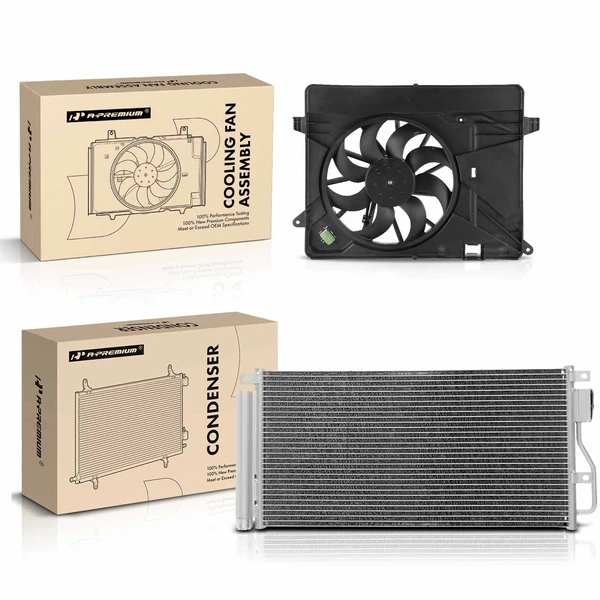 AC Condenser & Single Cooling Fan Assembly Kit for 2016-2021 Chevrolet Trax