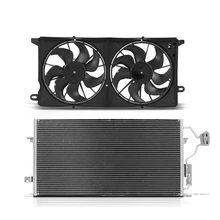 AC Condenser & Dual Cooling Fan Assembly Kit for Buick Park Avenue 97-05 V6 3.8L