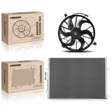 AC Condenser & Single Cooling Fan Assembly Kit for Jeep Grand Cherokee 1999-2003 without Frame