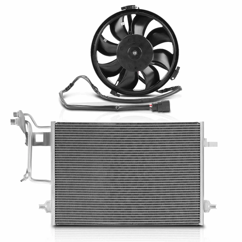 AC Condenser & Single Cooling Fan Assembly Kit for Volkswagen Passat 1998-2001