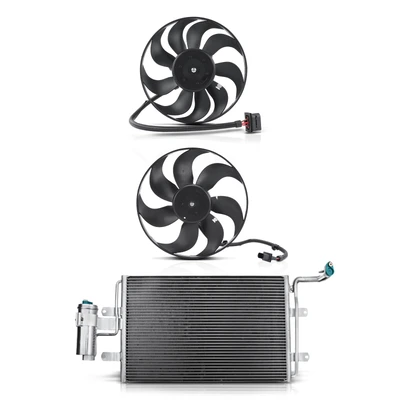 1 Pc AC Condenser & 2 Pcs Cooling Fan Assembly Kit