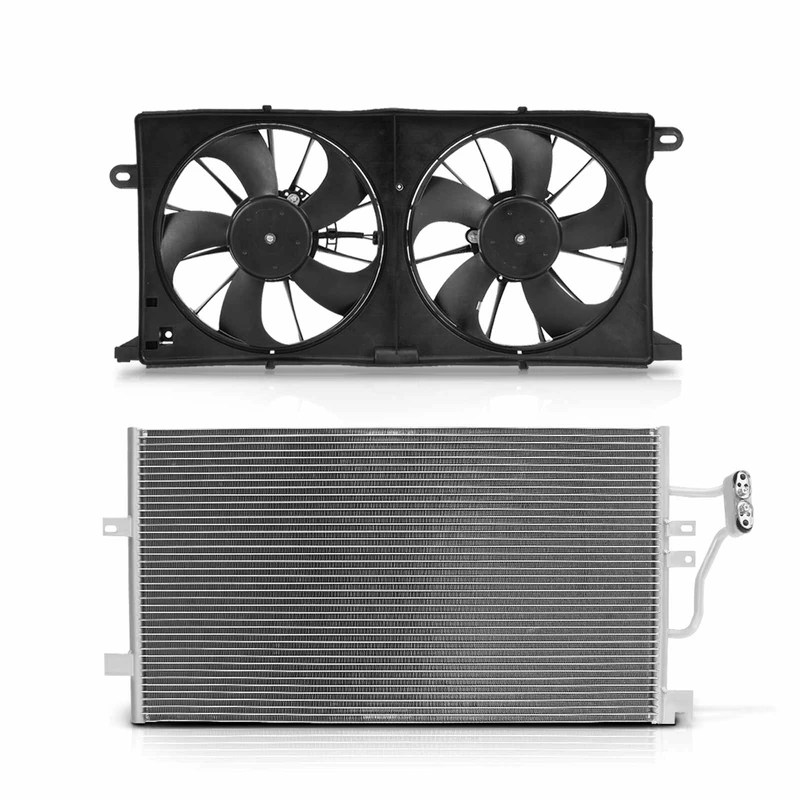 AC Condenser & Dual Cooling Fan Assembly Kit for Cadillac Seville 1998-2004 4.6L