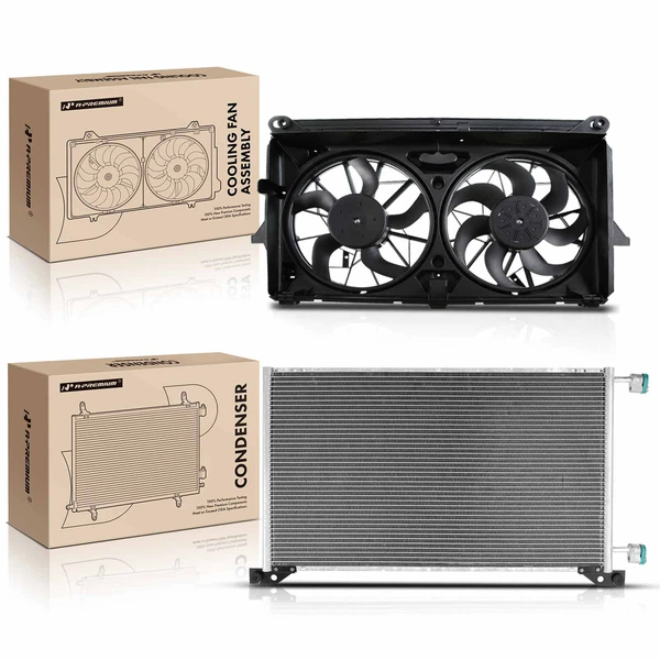 AC Condenser & Dual Cooling Fan Assembly Kit for Chevrolet Avalanche