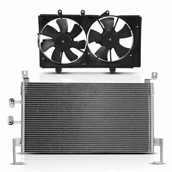 AC Condenser & Dual Cooling Fan Assembly Kit for 2004-2005 Dodge Neon