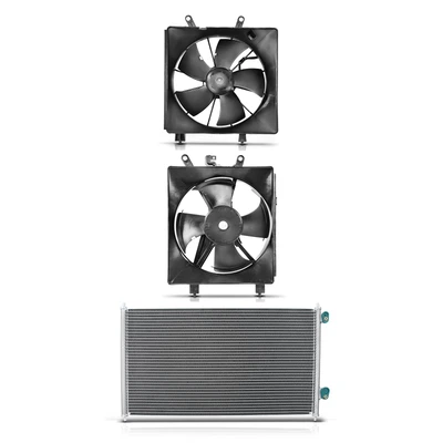 1 Pc AC Condenser & 2 Pcs Single Cooling Fan Assembly Kit