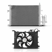 AC Condenser & Single Cooling Fan Assembly Kit for 2004-2005 Volvo S60