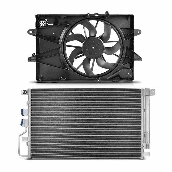 AC Condenser & Single Cooling Fan Assembly Kit for 2016-2017 GMC Terrain