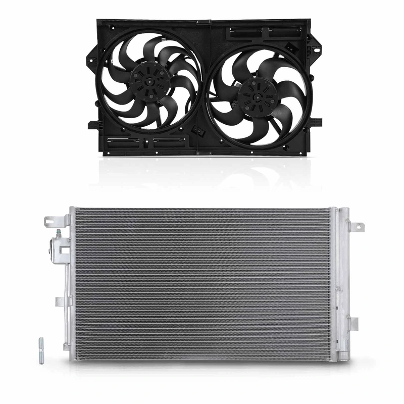 AC Condenser & Dual Cooling Fan Assembly Kit for Buick Envision 16-19 L4 2.0L