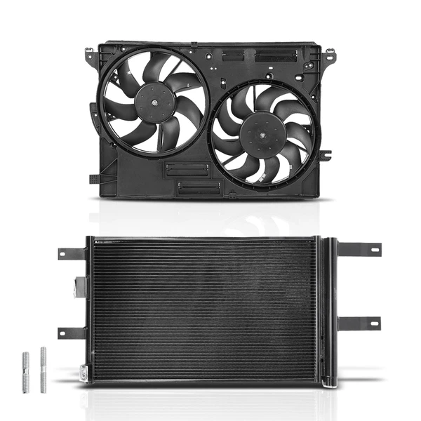 AC Condenser & Dual Cooling Fan Assembly Kit for 2017-2019 Ford Fusion