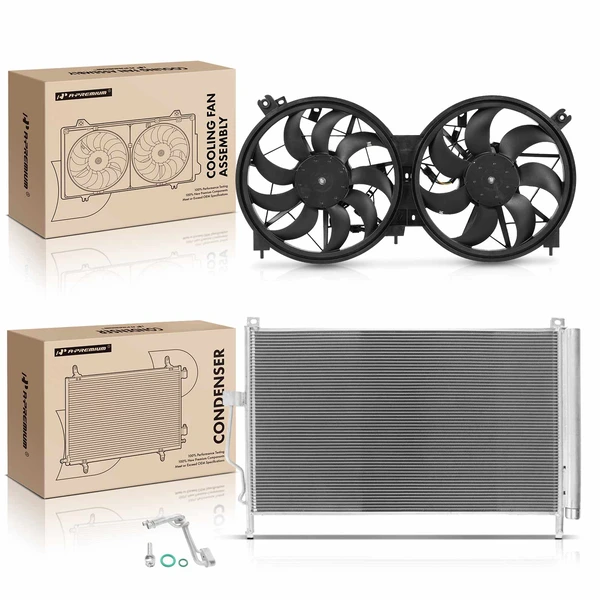 AC Condenser & Dual Cooling Fan Assembly Kit for Nissan Murano 2015-2019