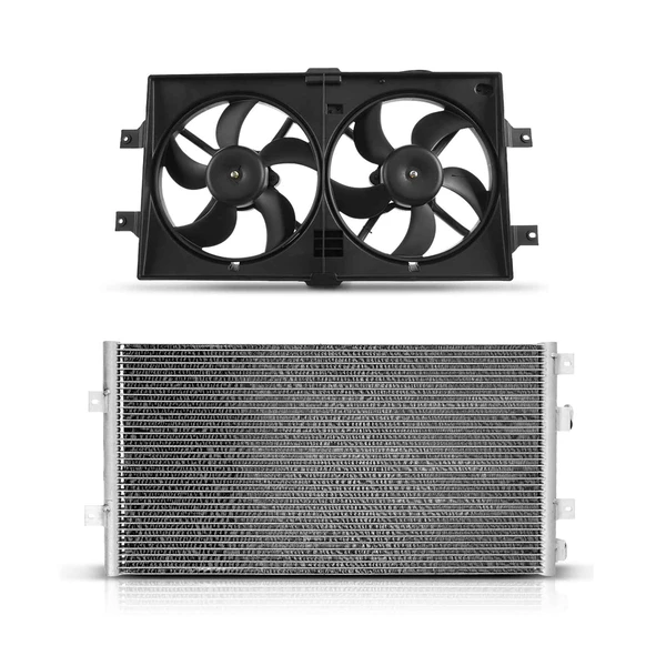 AC Condenser & Dual Cooling Fan Assembly Kit for 1998-2003 Dodge Intrepid