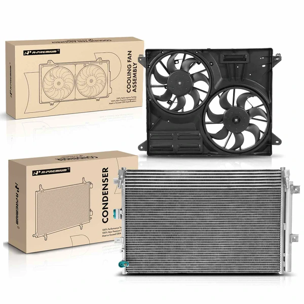 AC Condenser & Dual Cooling Fan Assembly Kit for Ford Edge 15-17 Lincoln MKX 16-17