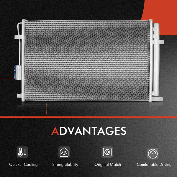 AC Condenser & Single Cooling Fan Assembly Kit for Kia Sorento L4 2.4L 3.3L