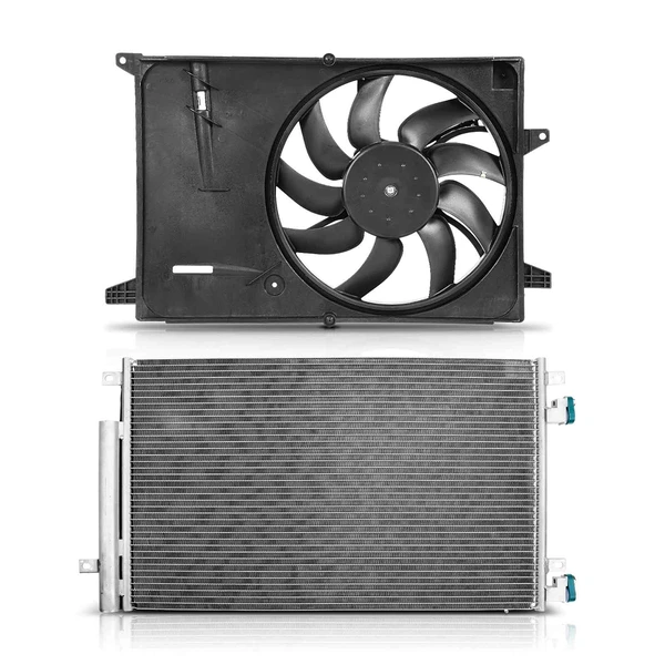 AC Condenser & Single Cooling Fan Assembly Kit for Chevrolet Spark 2016-2022