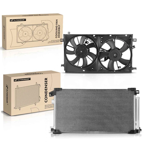 AC Condenser & Dual Cooling Fan Assembly Kit for Toyota Prius 2016-2022 L4 1.8L