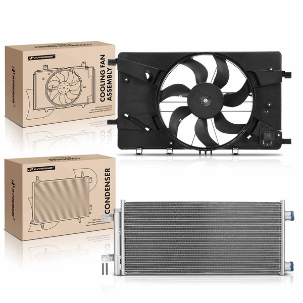AC Condenser & Cooling Fan Assembly Kit for Chevrolet Cruze 2016 L4 1.4L