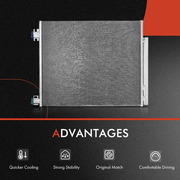 AC Condenser & Single Cooling Fan Assembly Kit for Nissan Rogue Sport 2017-2019 L4 2.0L