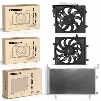 1 Pc AC Condenser & 2 Pcs Single Cooling Fan Assembly Kit