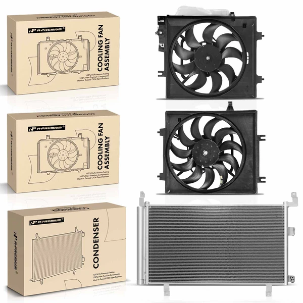 1 Pc AC Condenser & 2 Pcs Single Cooling Fan Assembly Kit for Subaru Forester 2019-2021 H4 2.5L