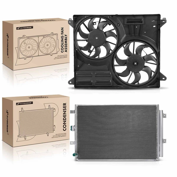 AC Condenser & Dual Cooling Fan Assembly Kit for 2019-2020 Ford Edge