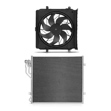 AC Condenser & Single Cooling Fan Assembly Kit for Jeep Liberty 2002-2004 L4 2.4L V6 3.7L