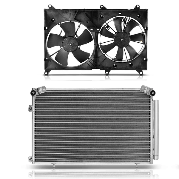 AC Condenser & Dual Cooling Fan Assembly Kit for 2004-2007 Toyota Highlander