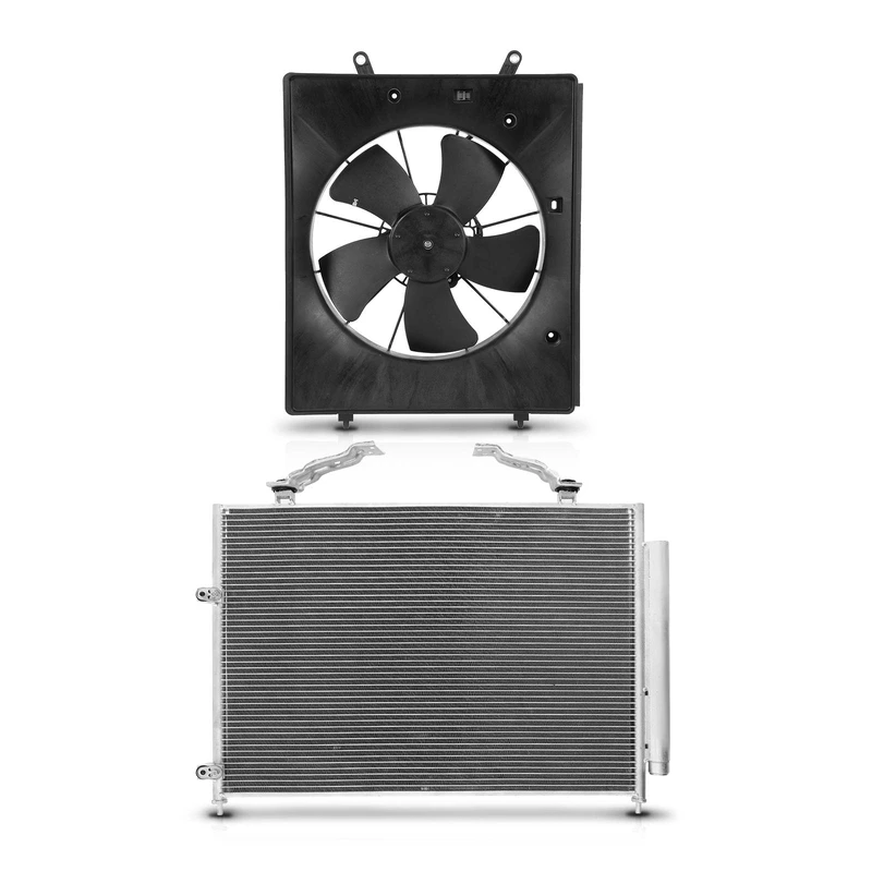 AC Condenser & Single Cooling Fan Assembly Kit for Acura MDX 2001-2002 V6 3.5L Petrol