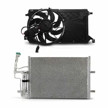 AC Condenser & Single Cooling Fan Assembly Kit for 2004-2009 Mazda 3