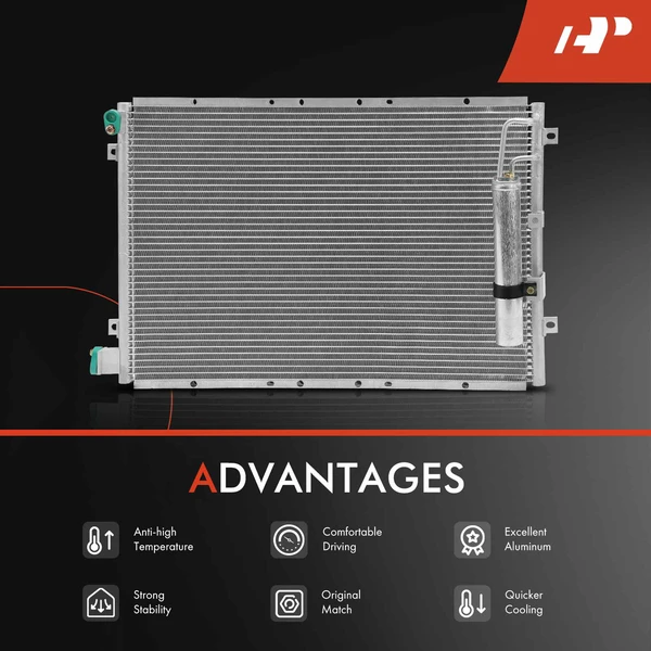 AC Condenser & Dual Cooling Fan Assembly Kit for Kia Sorento 2003-2004 V6 3.5L