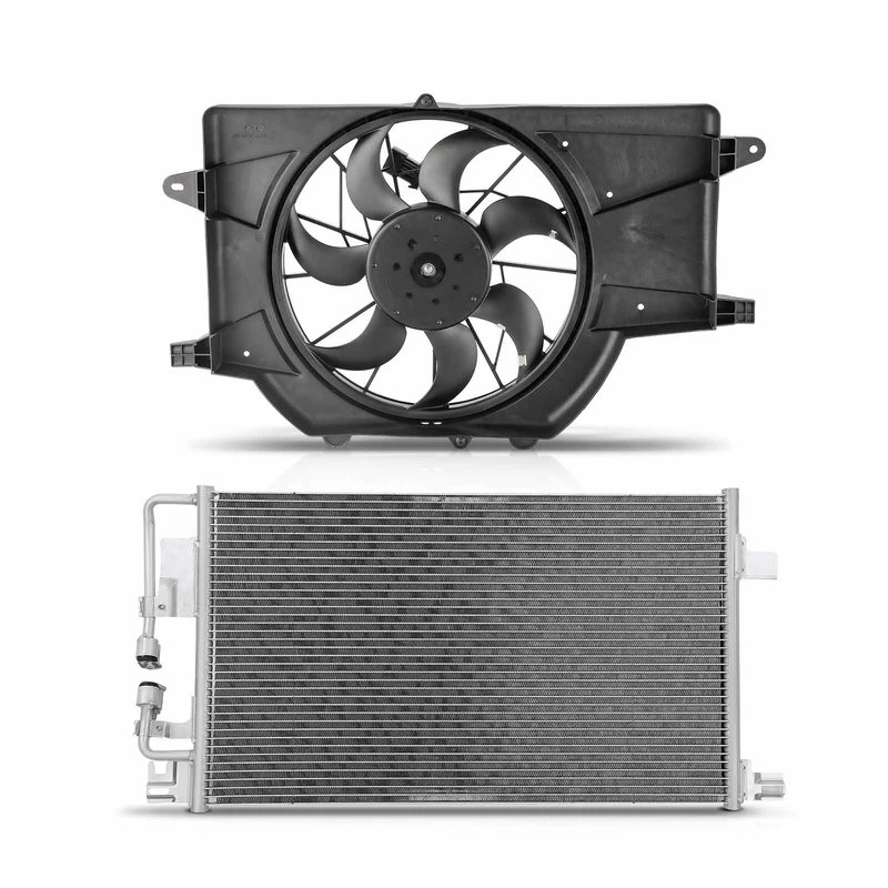 AC Condenser & Single Cooling Fan Assembly Kit for Saturn Vue 2002-2003 3.0L