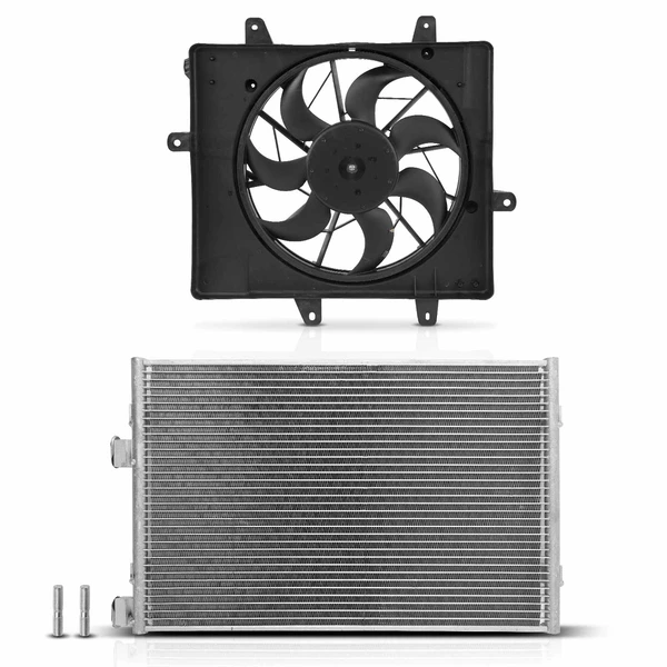 AC Condenser & Single Cooling Fan Assembly Kit for Chrysler PT Cruiser 2006-2010