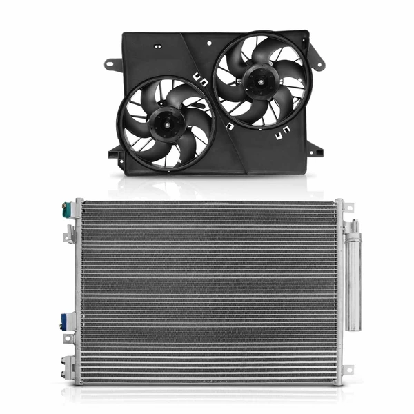AC Condenser & Dual Cooling Fan Assembly Kit for Chrysler 300 Dodge Challenger