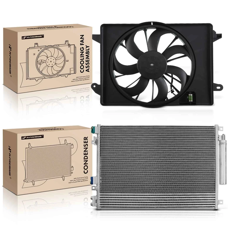 AC Condenser & Single Cooling Fan Assembly Kit for Chrysler 300 Dodge Charger 2009