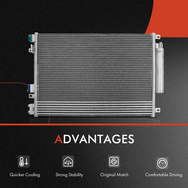 AC Condenser & Single Cooling Fan Assembly Kit for Chrysler 300 Dodge Charger 2009