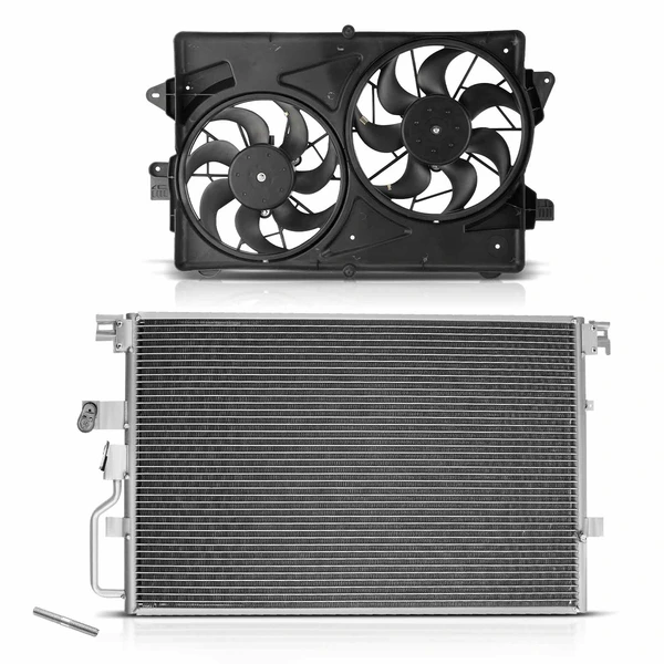 AC Condenser & Dual Cooling Fan Assembly Kit for Chevrolet Equinox 2005 V6 3.4L