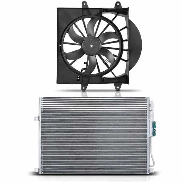 AC Condenser & Single Cooling Fan Assembly Kit for Jeep Commander Grand Cherokee